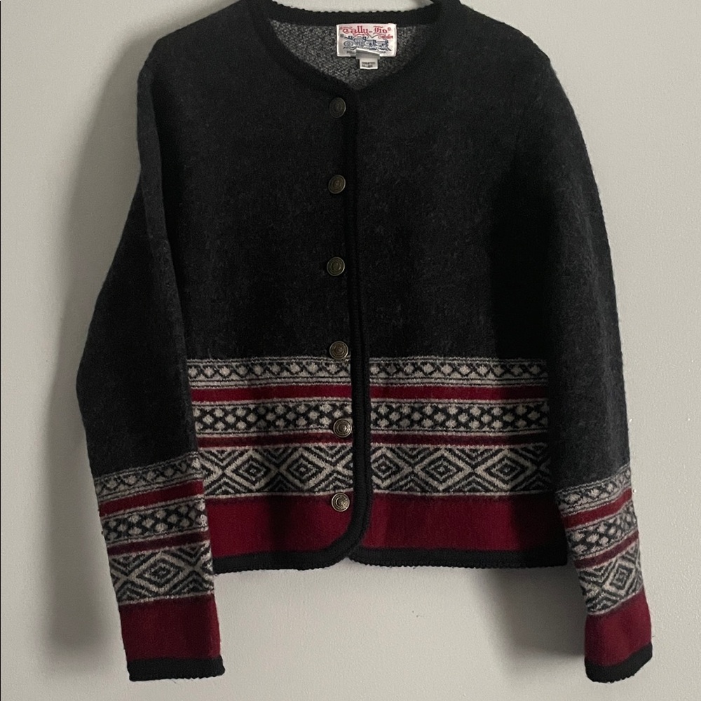 Tally Ho Black and Gray 100% Wool Garment